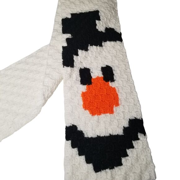 Handmade Crochet Snowman Scarf Christmas Winter Holiday - Picture 1 of 5